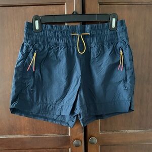 Te Verde Navy Athletic Shorts with Yellow Drawcord and Pink Zip Accents